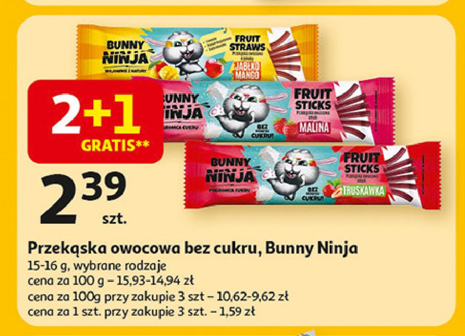 Przekąska owocowa jabłko mango Bunny ninja promocja