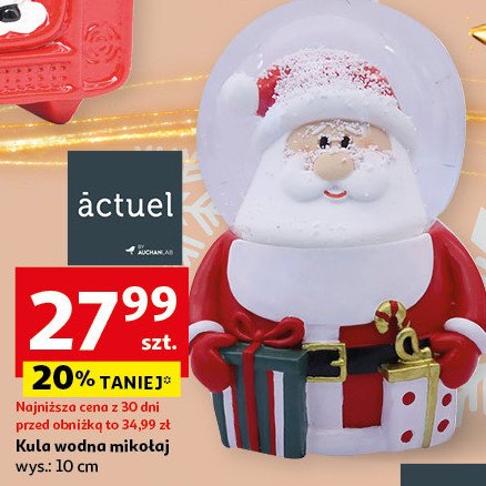 Kula wodna mikołaj 10 cm Actuel promocja w Auchan