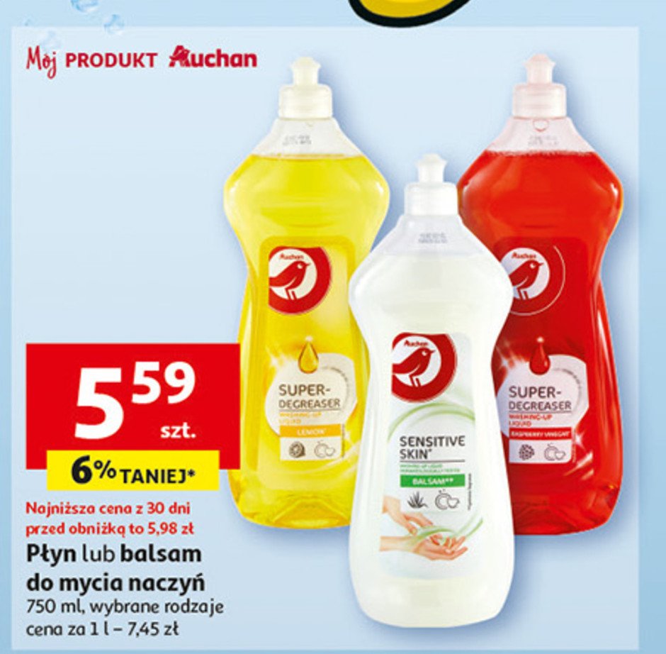 Płyn do mycia naczyń sensitive Auchan promocja