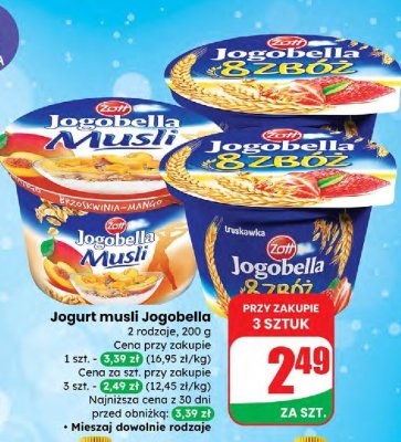 Jogurt musli Jogobella 8 zbóż promocja w Dino