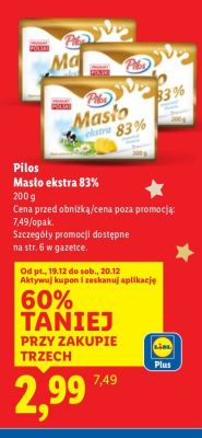 Masło ekstra 83% Pilos promocja w Lidl
