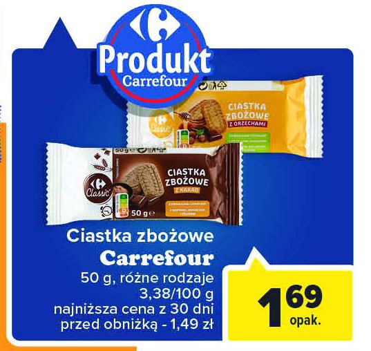 Ciastka zbo偶owe z kakao Carrefour promocja