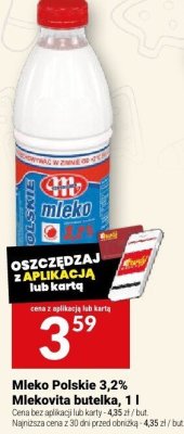 Mleko Polskie 3,2% Mlekovita butelka, 1 l promocja w Twój Market