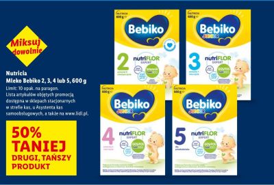 Mleko Bebiko 2, 3, 4 lub 5, 600 g drugi -50% taniej promocja w Lidl