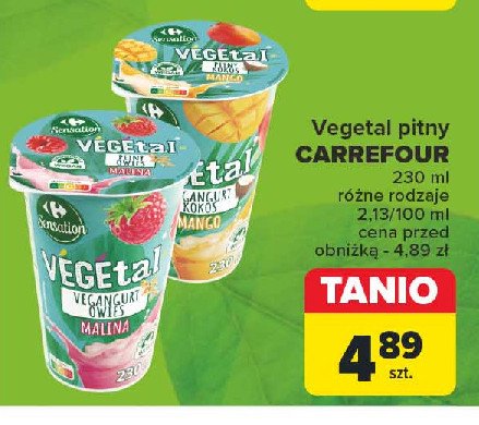 Jogurt vegetal kokos mango Carrefour sensation promocja