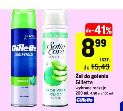 Żel do golenia sensitive skin Gillette satin care promocja