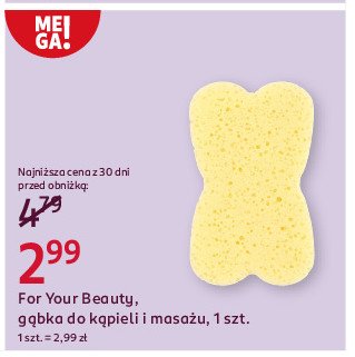 Gąbka do kąpieli żółta For your beauty promocja w Rossmann