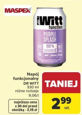Napój funkcjonalny DR WITT 330 ml różne rodzaje promocja w Carrefour