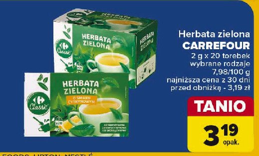 Herbata zielona z cytryną Carrefour promocja