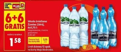 Woda źródlana Żywiec Zdrój 6+6 gratis promocja w Biedronka