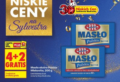 Masło ekstra Polskie 4+2 GRATIS promocja w Biedronka