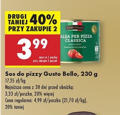 Sos do pizzy z przyprawami Gustobello promocja