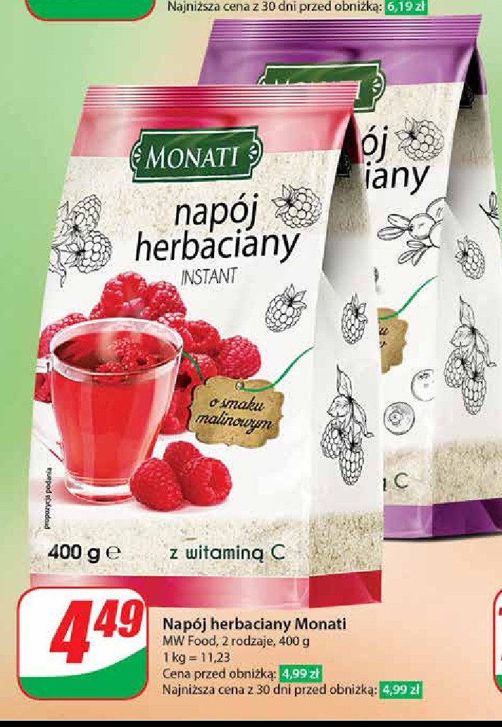 Napój herbaciany instant malinowy Monati promocja