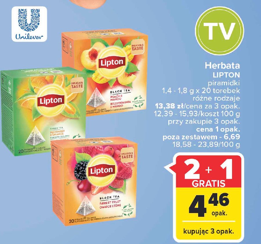 Herbata brzoskwinia i mango Lipton fruit infusion promocje