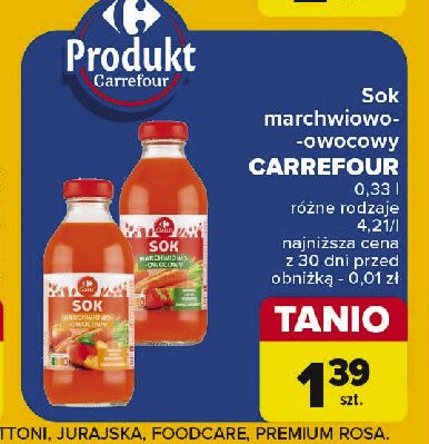 Sok marchew-jabłko-truskawka Carrefour promocja