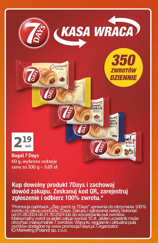 Croissant z kremem o smaku waniliowym z mlekiem i kawałkami ciastek 7 days cream & cookies promocja