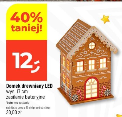 Domek drewniany LED wys. 17 cm zasilanie bateryjne promocja w Dealz