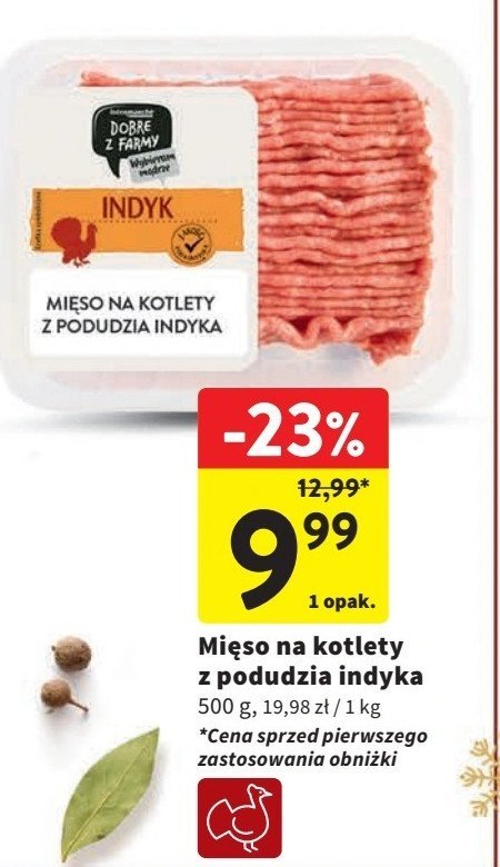 Mięso na kotlety z podudzia indyka Intermarche dobre z farmy promocja