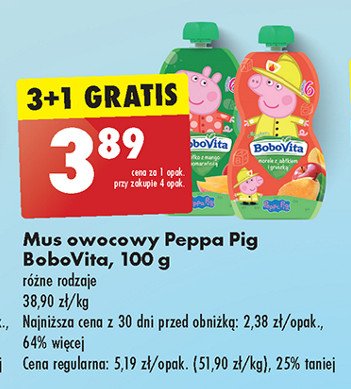 Mus banan z mango i kokosem peppa pig Bobovita promocja