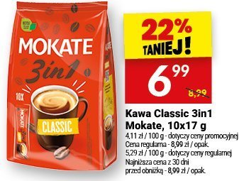 Kawa Classic 3in1 Mokate, 10x17 g promocja w Twój Market
