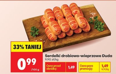 Serdelki drobiowo-wieprzowe Duda promocja w Biedronka