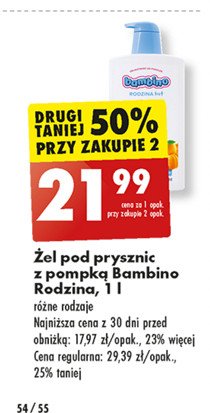 Żel pod prysznic mirabelka Bambino rodzina promocja w Biedronka