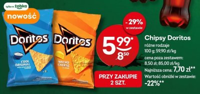 Chipsy Doritos różne rodzaje promocja w Żabka