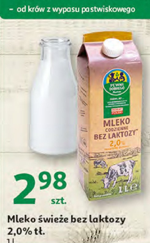 Mleko bez laktozy 2 % Auchan pewni dobrego promocja