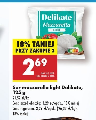 Ser mozzarella light Delikate promocja