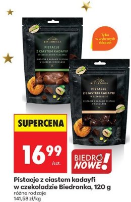 Pistacje z ciastem kadayfi w czekoladzie 120 g, różne rodzaje promocja w Biedronka