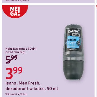 Dezodorant fresh Isana for men promocja w Rossmann