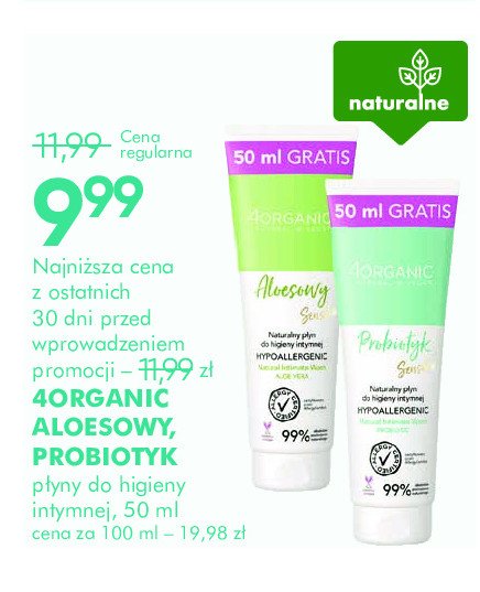 Naturalny płyn do higieny intymnej aloes 4organic promocja