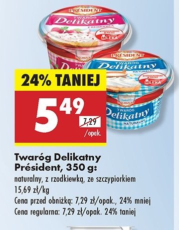 Twaróg delikatny ze szczypiorkiem President promocja w Biedronka