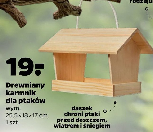 Karmik drewniany dla ptaków 25.5 x 18 x 17 cm promocja