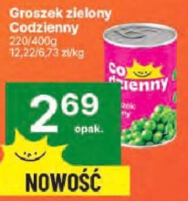 Groszek zielony Codzienny 400/265 g promocja w Delikatesy Centrum
