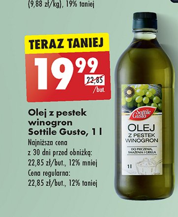 Olej z pestek winogron Sottile gusto promocja w Biedronka
