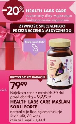 Suplement diety HEALTH LABS CARE MASŁAN SODU FORTE normalizuje fizjologiczne funkcje ścian jelit, 60 kaps. promocja w Super-Pharm