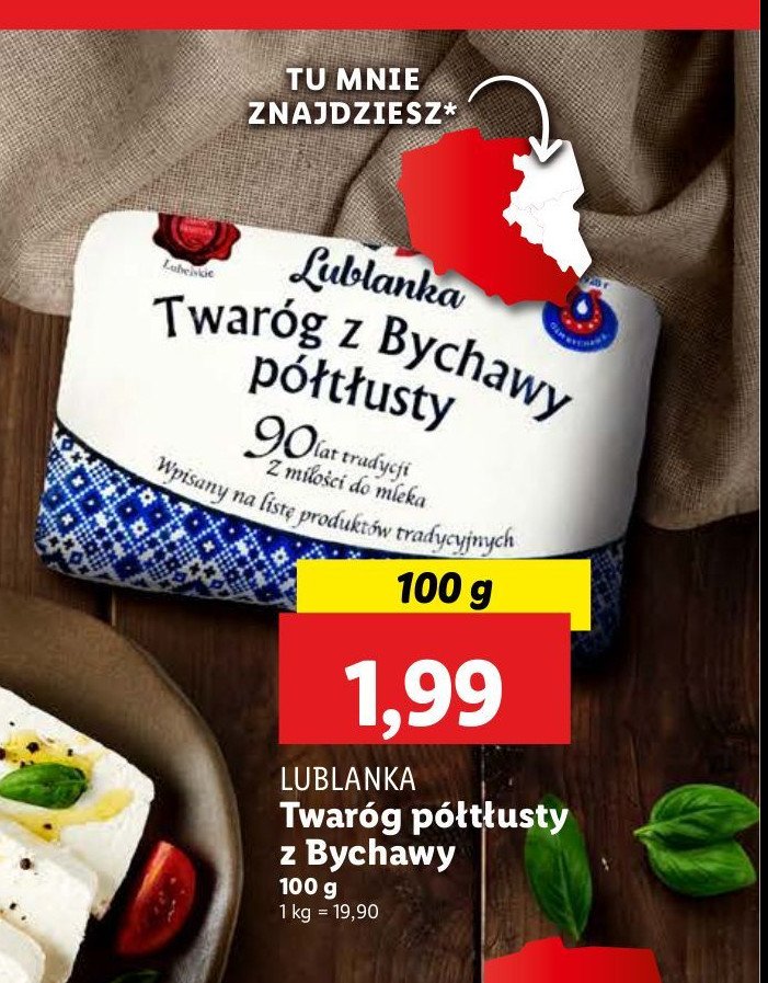 Twaróg z bychawy półtłusty Lublanka promocja w Lidl