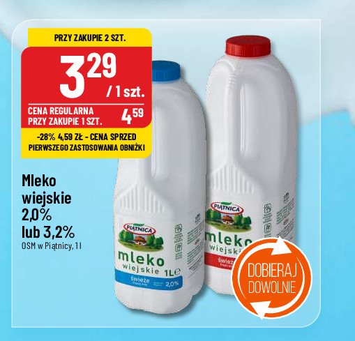 Mleko wiejskie 2% Piątnica promocja w POLOmarket
