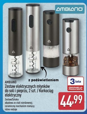 Zestaw elektrycznych młynków do soli i pieprzu 2 szt. AMBIANO promocja w Aldi