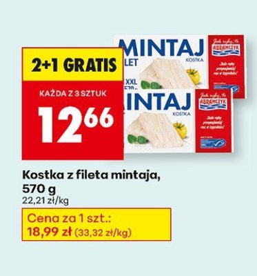 Kostka z fileta mintaja, 570 g 2+1 gratis promocja w Biedronka