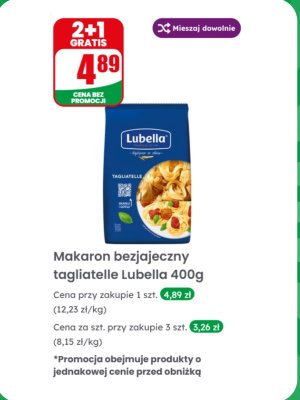 Makaron bezjajeczny tagliatelle  promocja w Dino