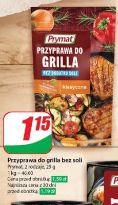 Przyprawa do grilla bez dodatku soli klasyczna Prymat promocja