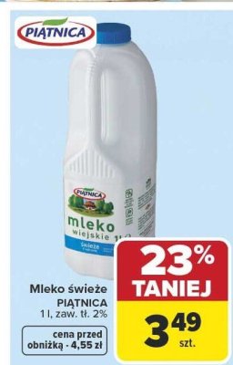 Mleko świeże PIĄTNICA 1l promocja w Carrefour