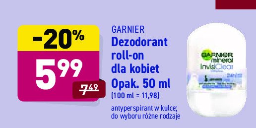 Dezodorant original Garnier mineral invisi clear promocja