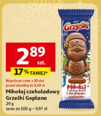 Mikołaj czekoladowy Grzeski Soplana 29 g promocja w Auchan