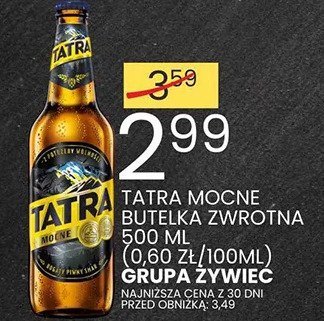 Piwo Tatra mocne butelka zwrotna 500 ml (0,60 zł/100ml) Grupa Żywiec promocja w Wafelek