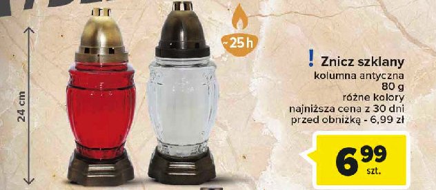 Znicz szklany kolumna antyczna promocja