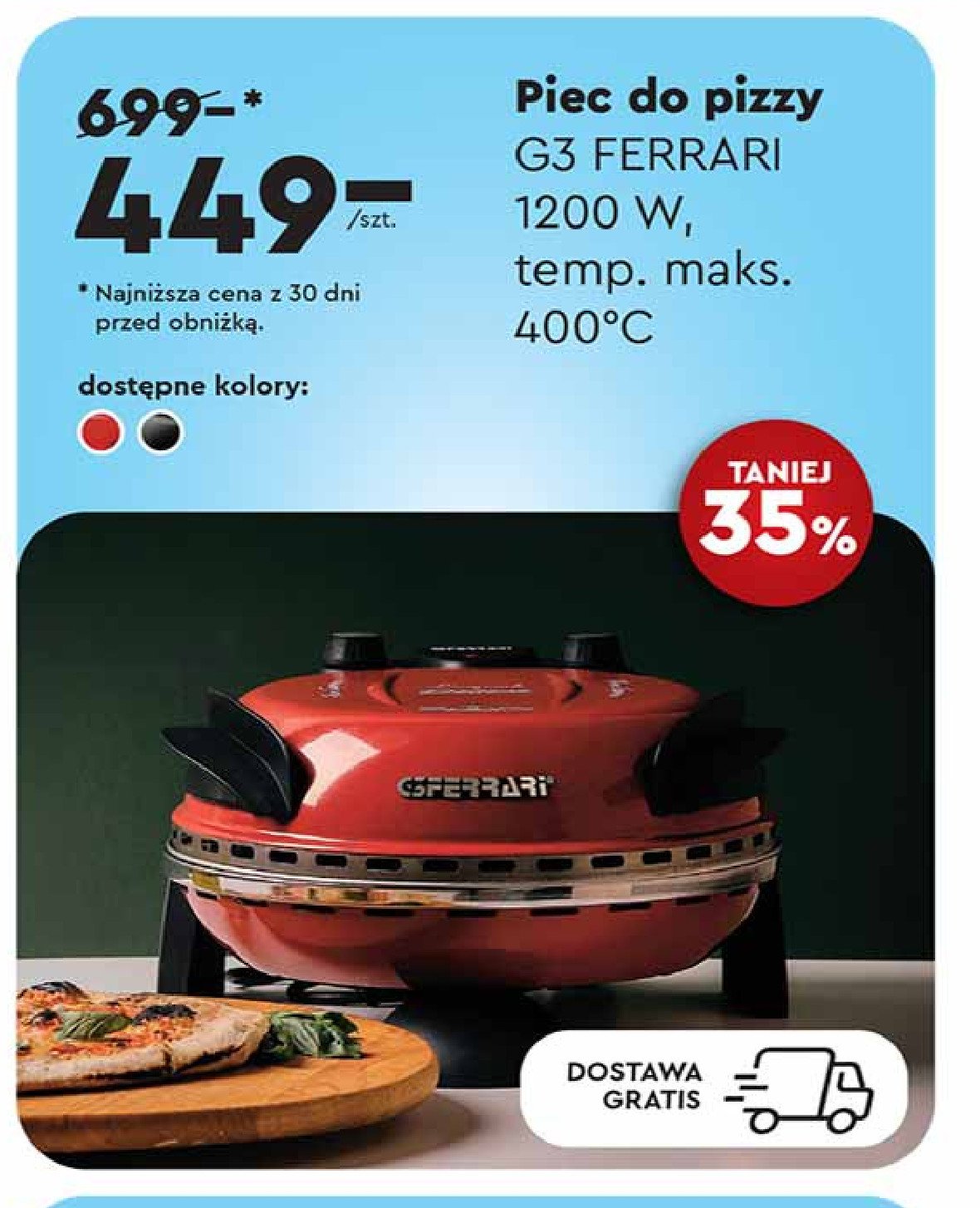 Piec do pizzy g10032 czerwony G3FERRARI promocja