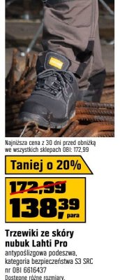 Trzewiki ze skóry nubuk LAHTI PRO promocja w OBI